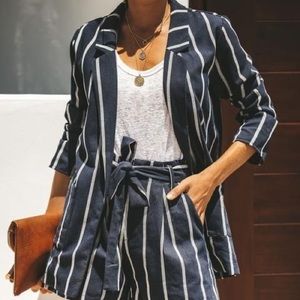 VICI | American Dream Pocketed Cotton Blazer Blue